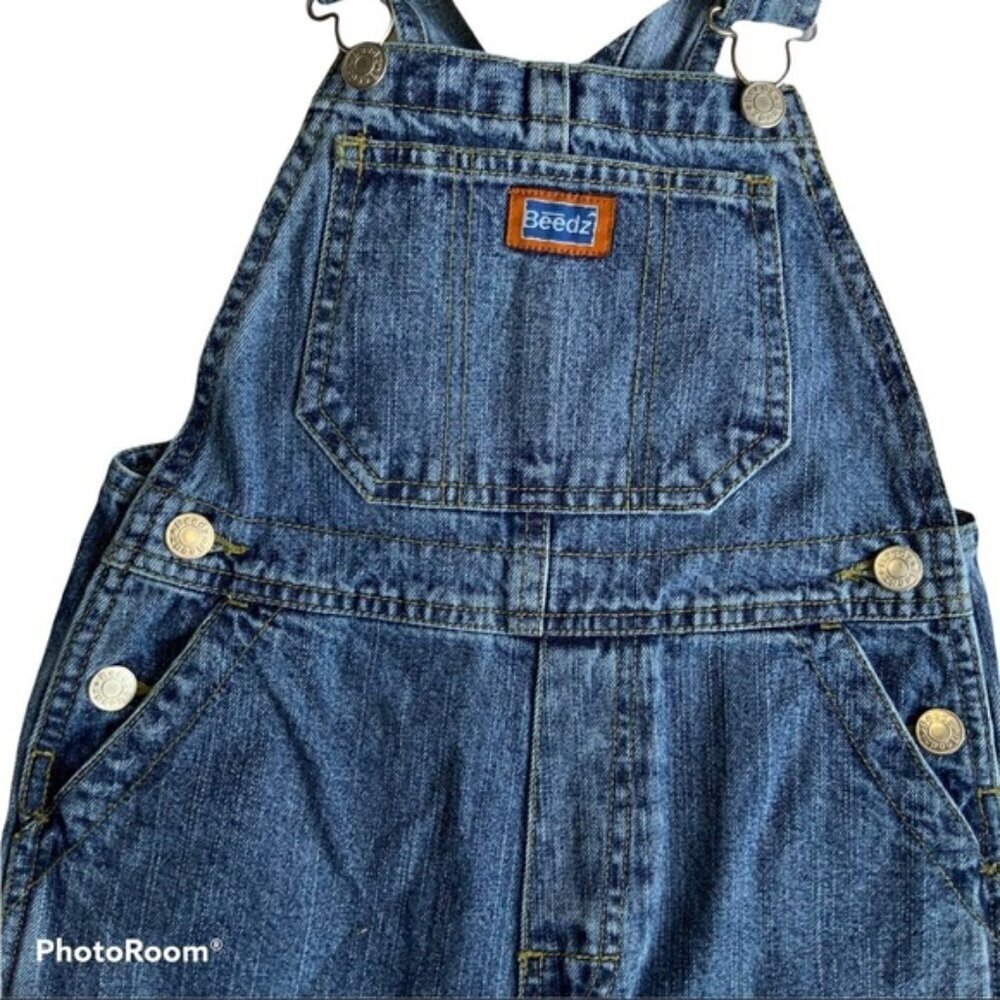 Beedz Bib Overalls Denim Long Pant Youth Medium Wash Adjustable Straps Size 5 - Picture 8 of 15